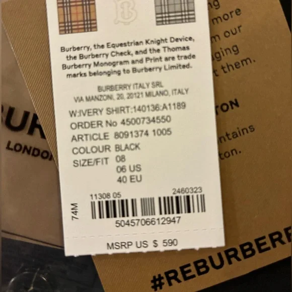 NWT - Burberry Blouse with Patterned Check - Picture 9 of 12